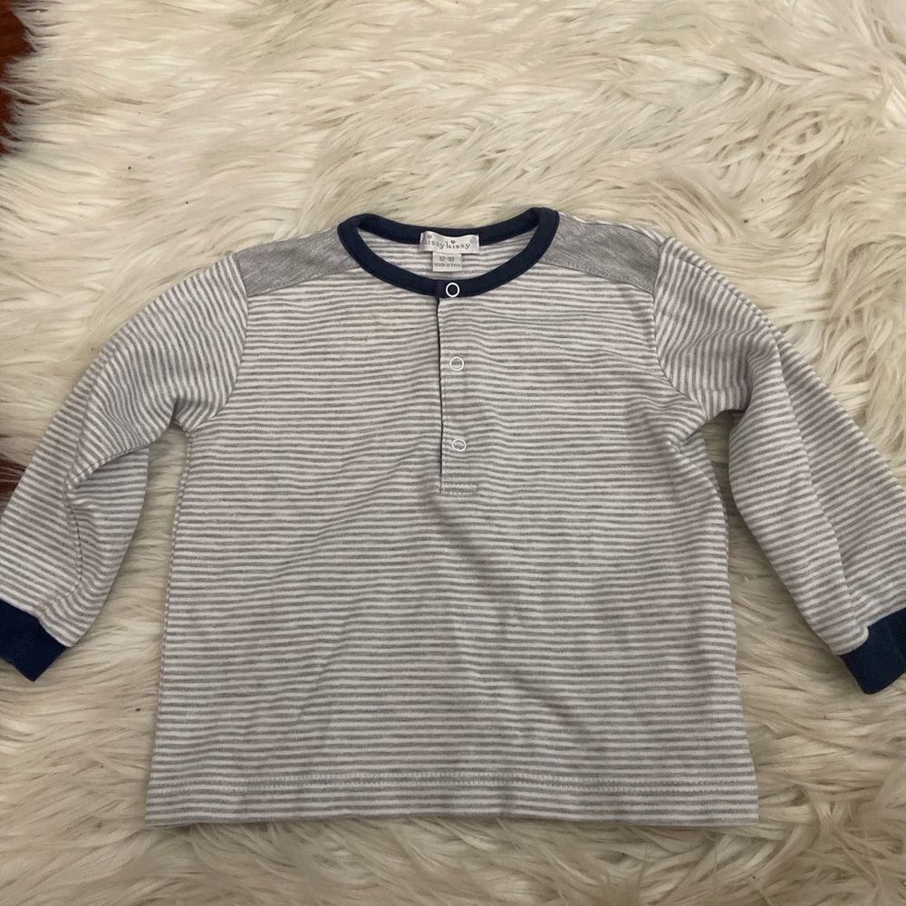 Kissy Kissy Gray Striped Kids Shirt